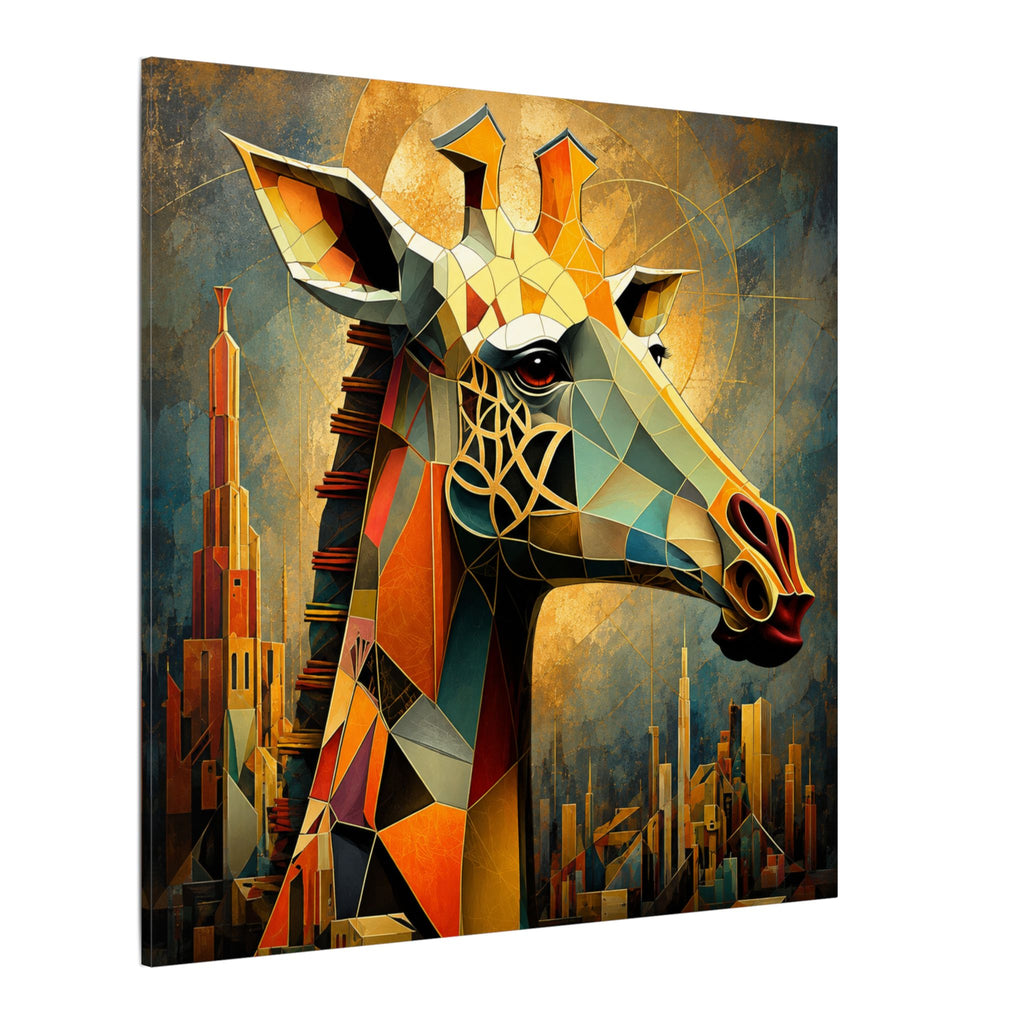 The Gilded Watcher — Cubist Giraffe Art Print