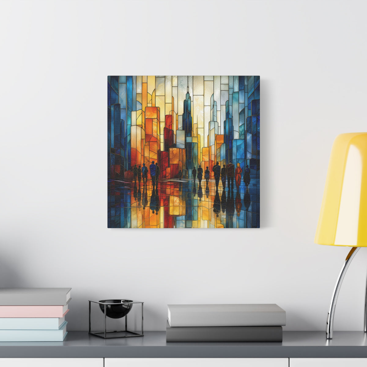City of Light — Modern Stained Glass Skyline Wall Art