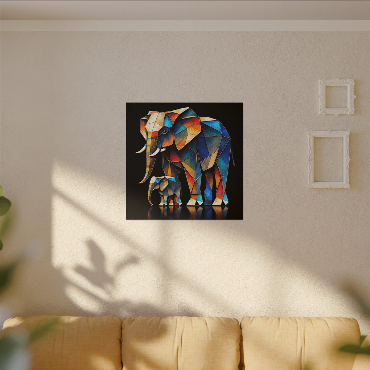 Inheritance of Strength – Geometric Elephant Family Canvas Print
