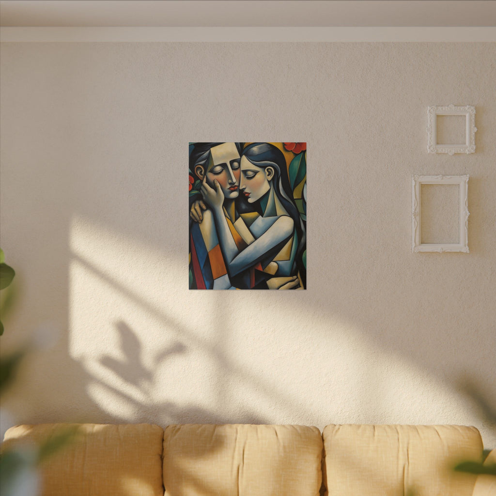 Close Enough to Hear – Modern Geometric Couple Portrait Canvas Print
