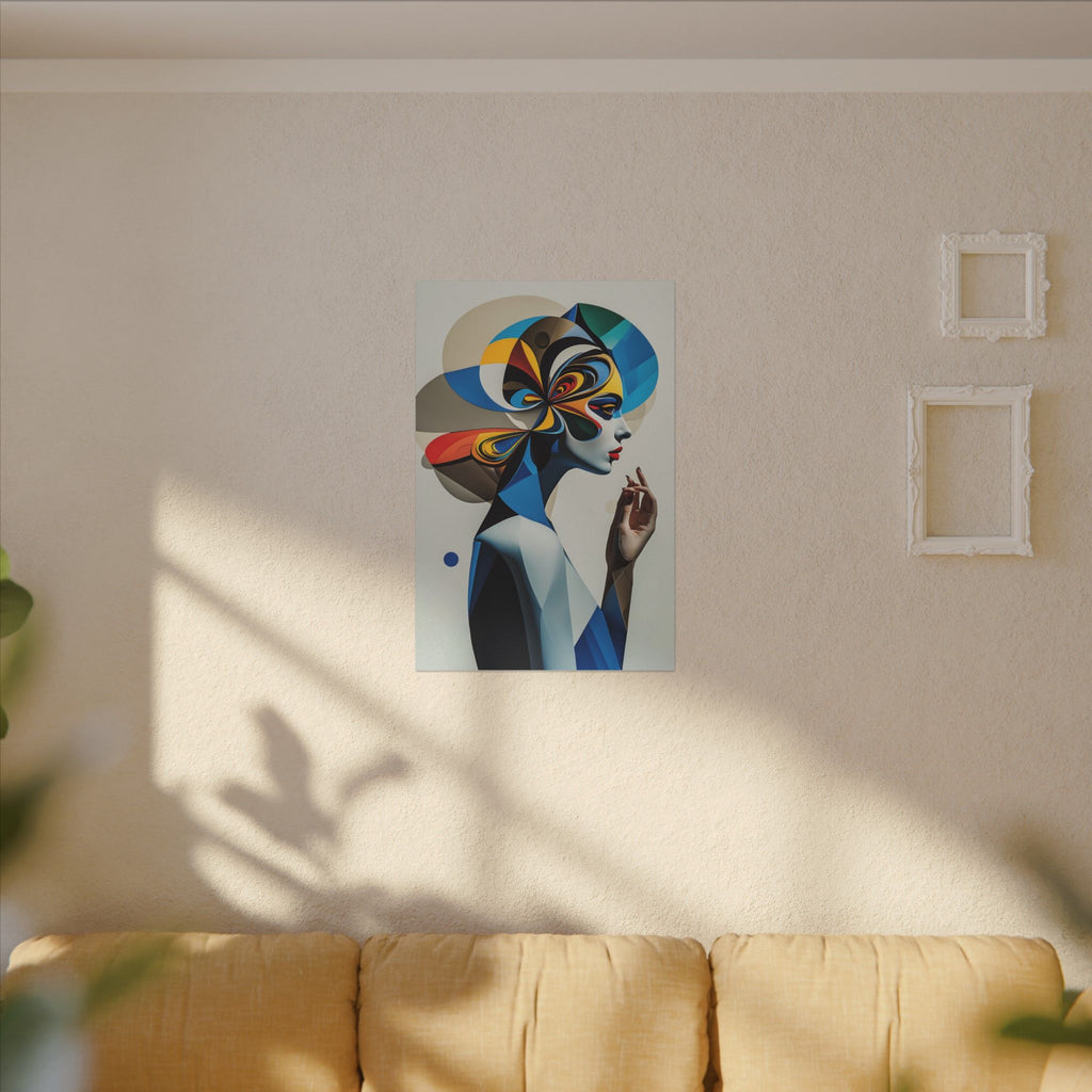 The Shape of Thought – Futurist Geometric Female Portrait Canvas Print