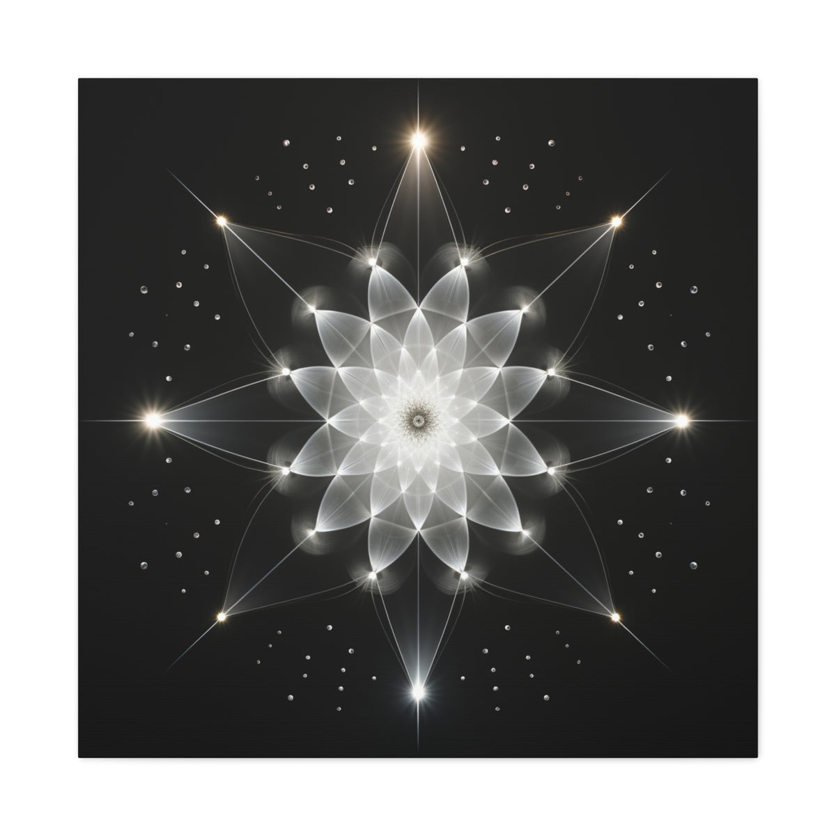 Constellation in Bloom — Monochrome Sacred Geometry Wall Art