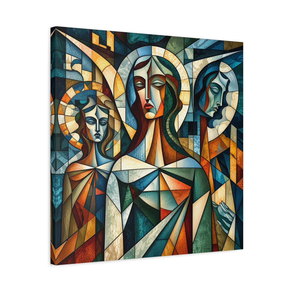 The Ones Who Watch Over Us | Cubist Stained Glass Angel Art