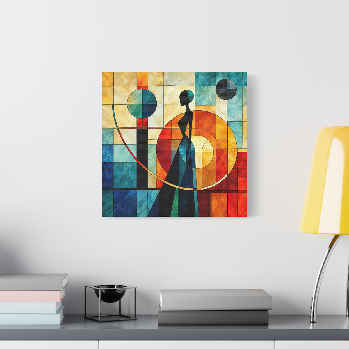 Poise in Motion — Art Deco Stained Glass Woman Canvas