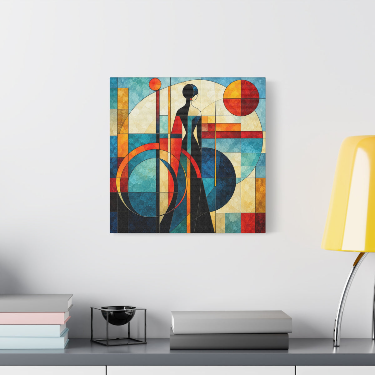 Solar Reverie — Art Deco Stained Glass Woman Canvas