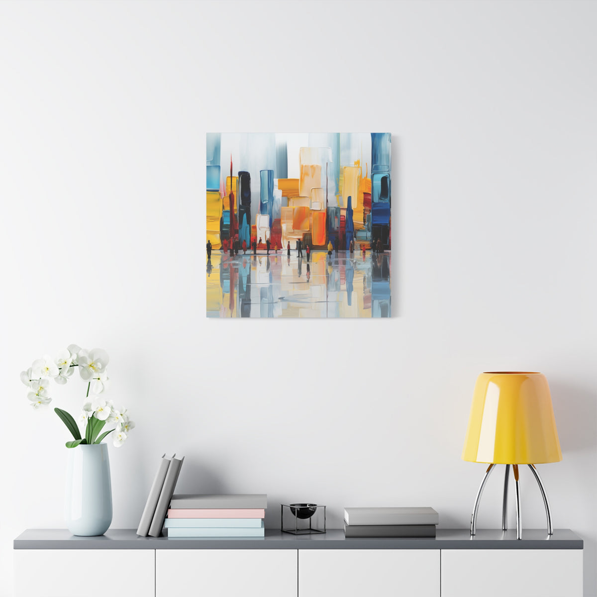 City in Reflection – Abstract Urban Skyline Canvas Print