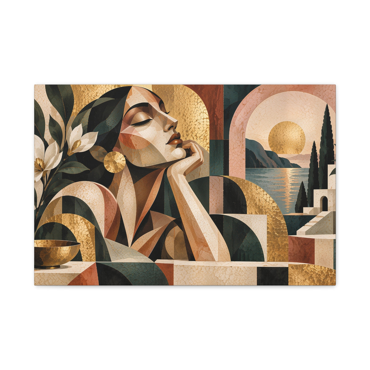 Mediterranean Reverie — Cubist Botanical Portrait Wall Art
