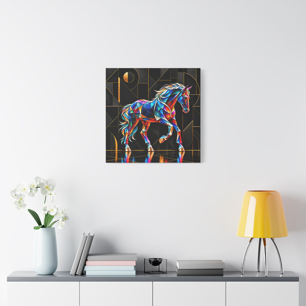 Prismatic Stallion — Stained Glass Geometric Horse Wall Art