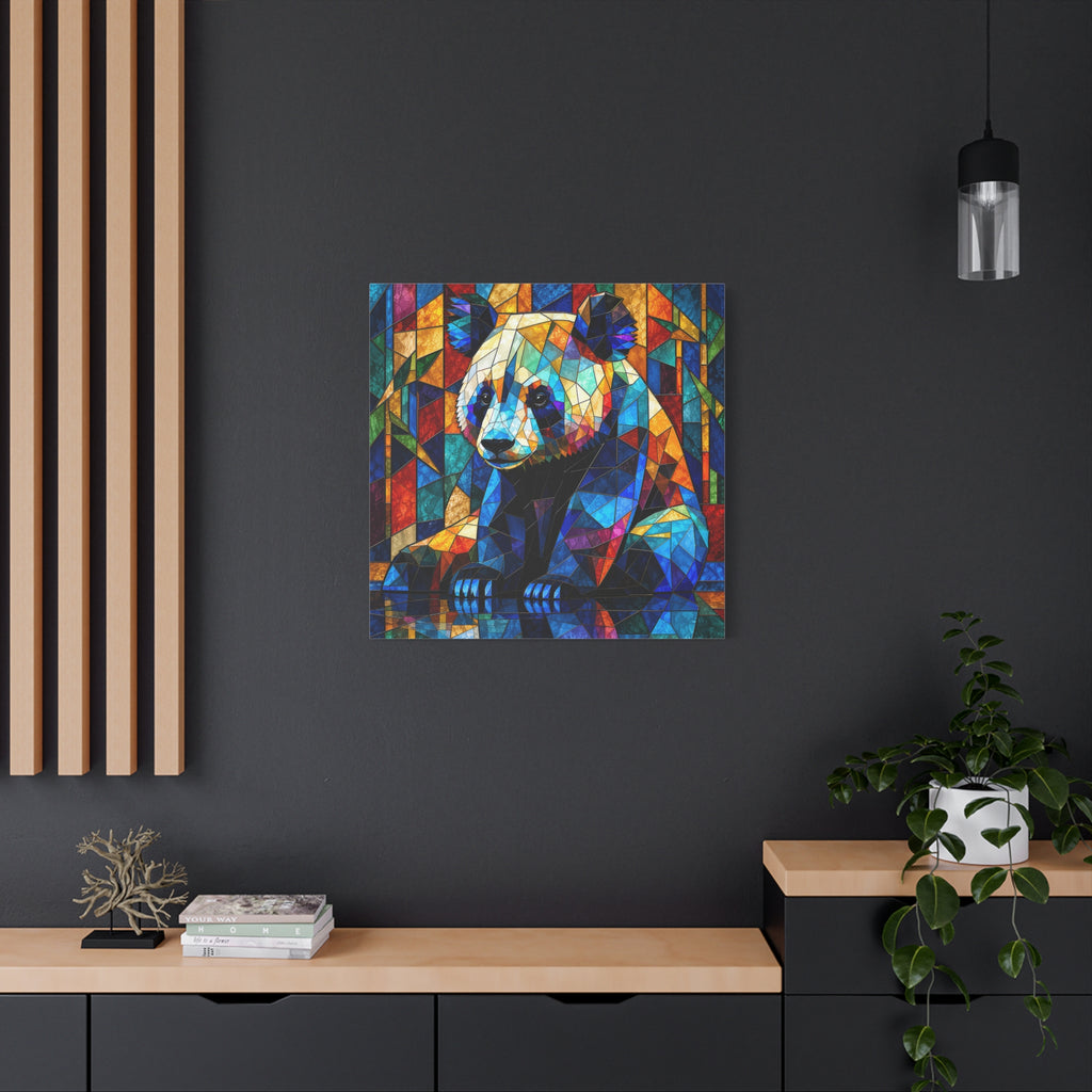 Prismatic Panda — Stained Glass Geometric Animal Wall Art