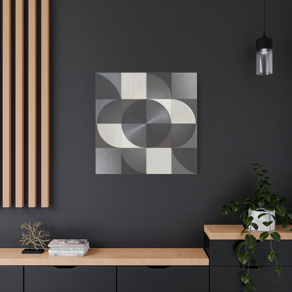 Measured Silence – Monochrome Geometric Circle Canvas Print