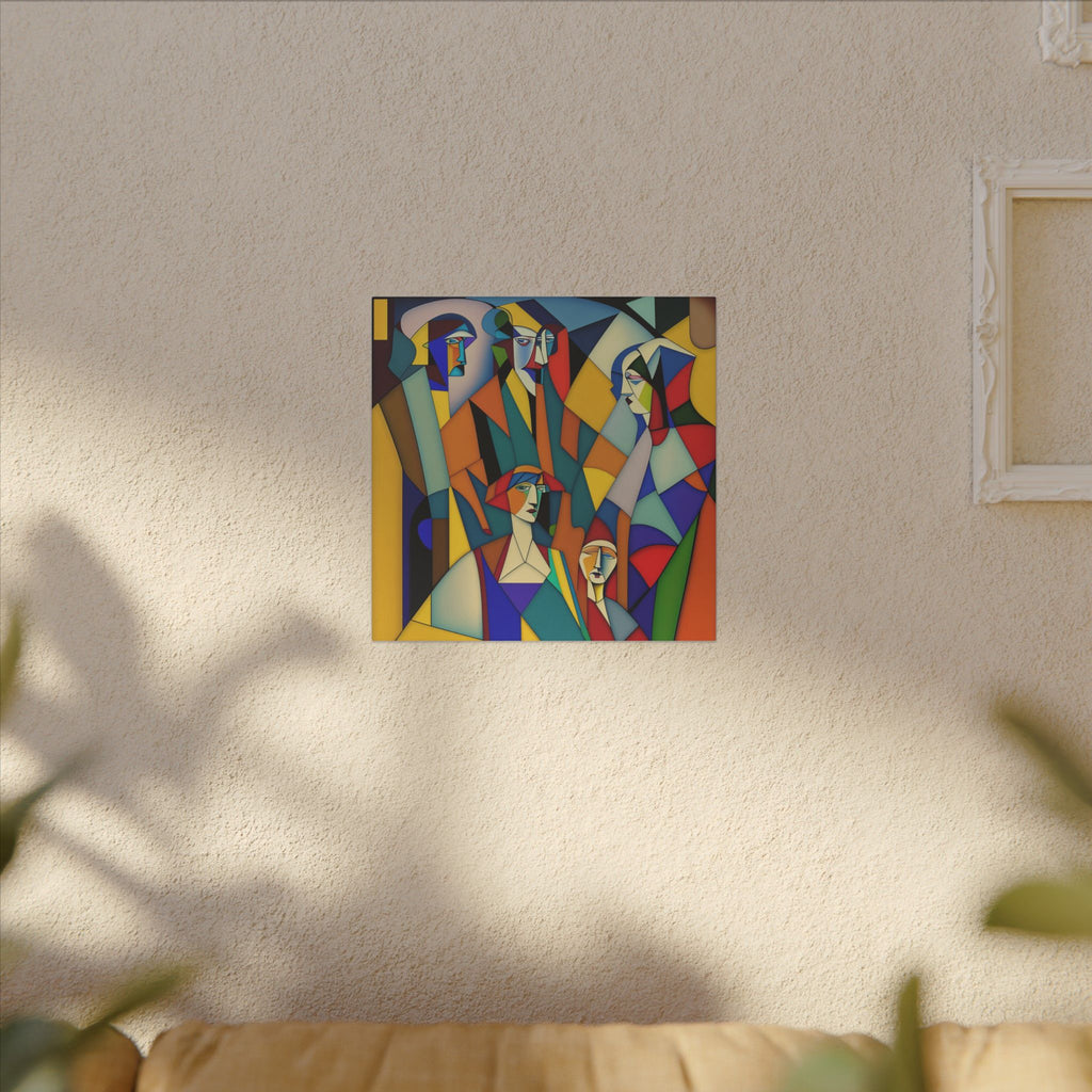 The Gathering of Selves – Colorful Geometric Figurative Canvas Print