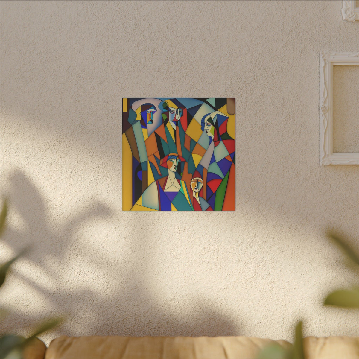 The Gathering of Selves – Colorful Geometric Figurative Canvas Print