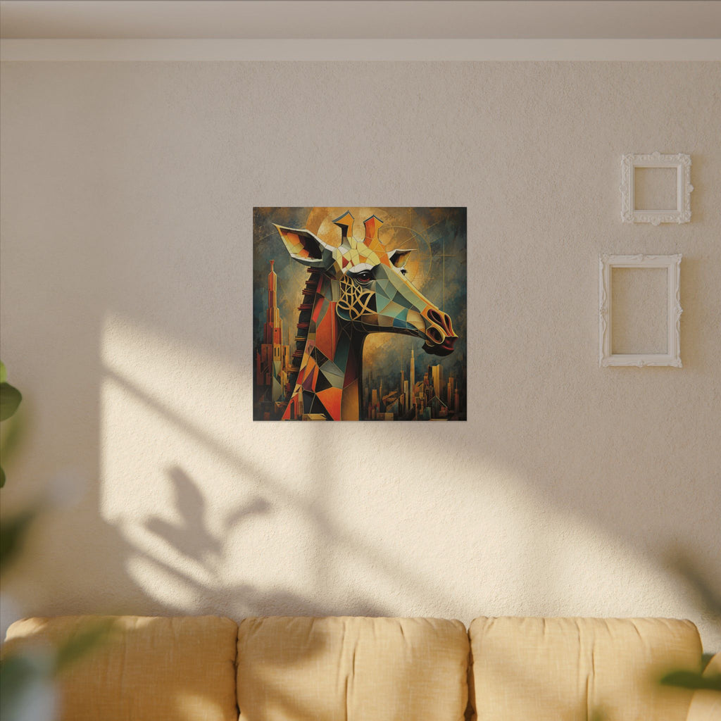The Gilded Watcher — Cubist Giraffe Art Print