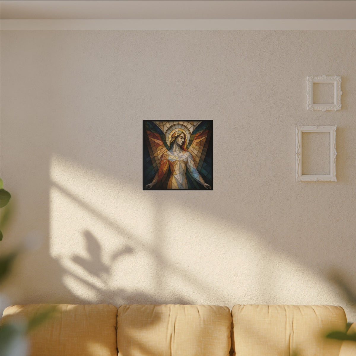 Grace in Light – Geometric Stained Glass Angel Canvas Print
