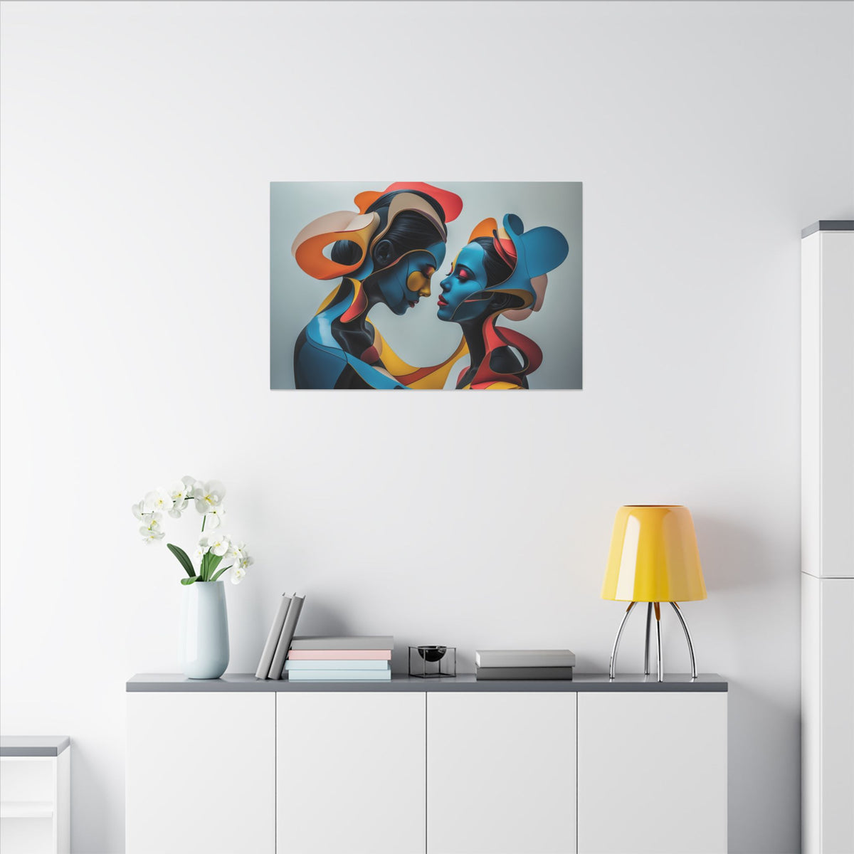 Almost Touching – Futurist Dual Portrait Canvas Print