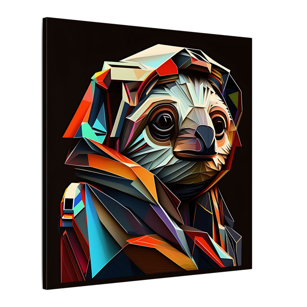 Master of Eventually – Geometric Sloth Portrait Canvas Print