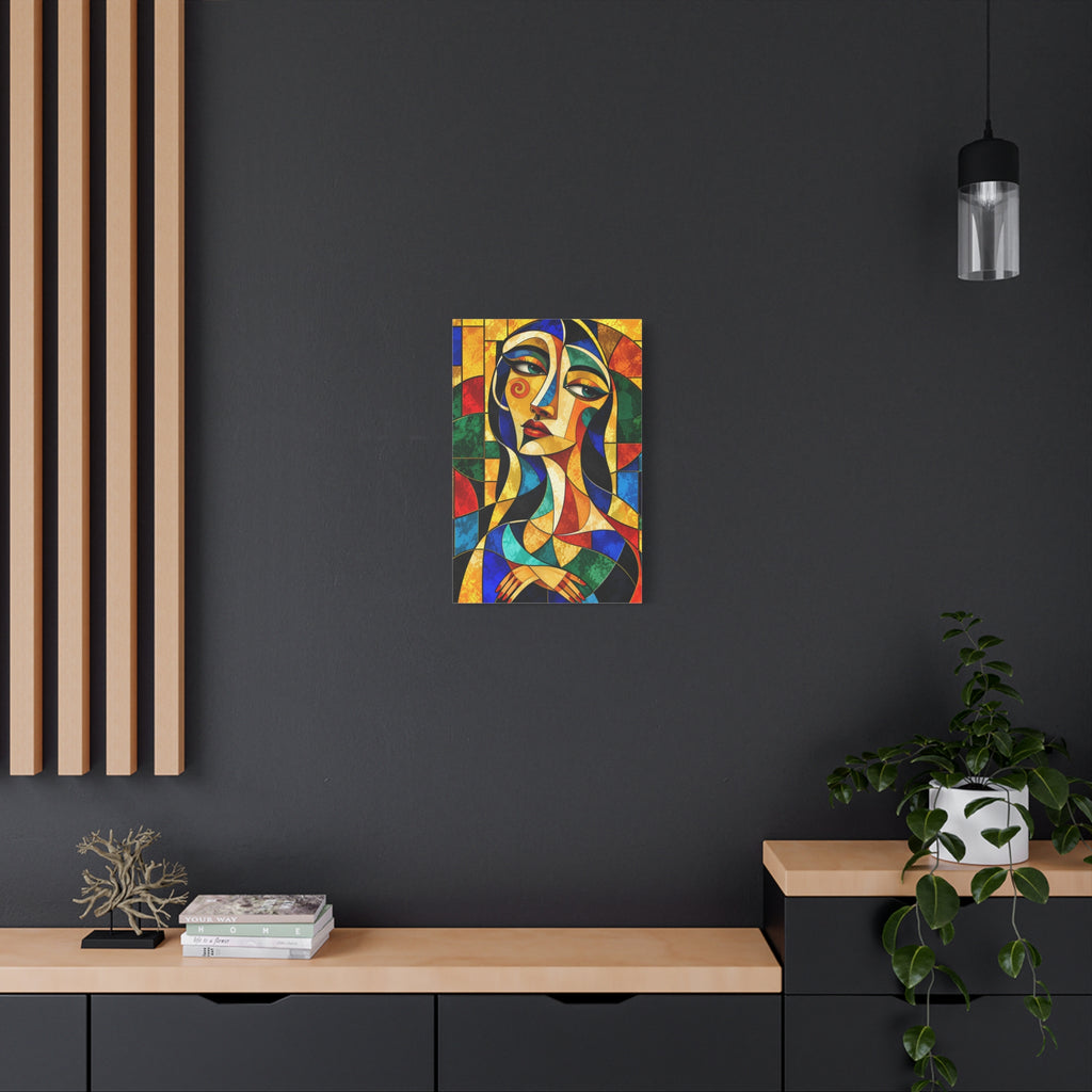 The Geometry of Her — Cubist Stained Glass Portrait Fine Art Print