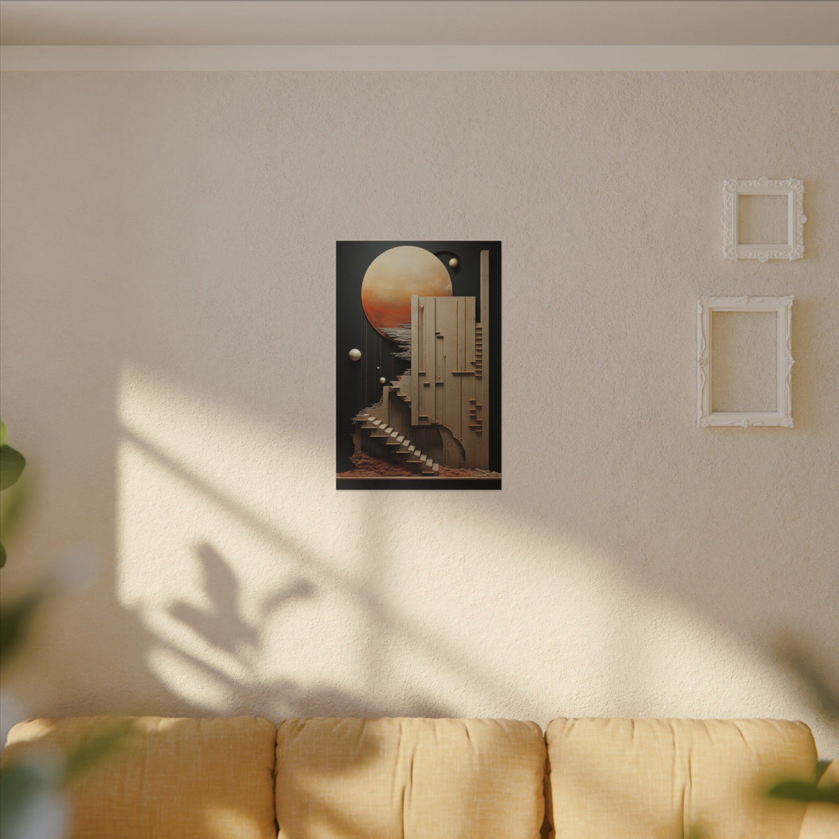 Stairway to Elsewhere – Surreal Futurist Architecture Canvas Print