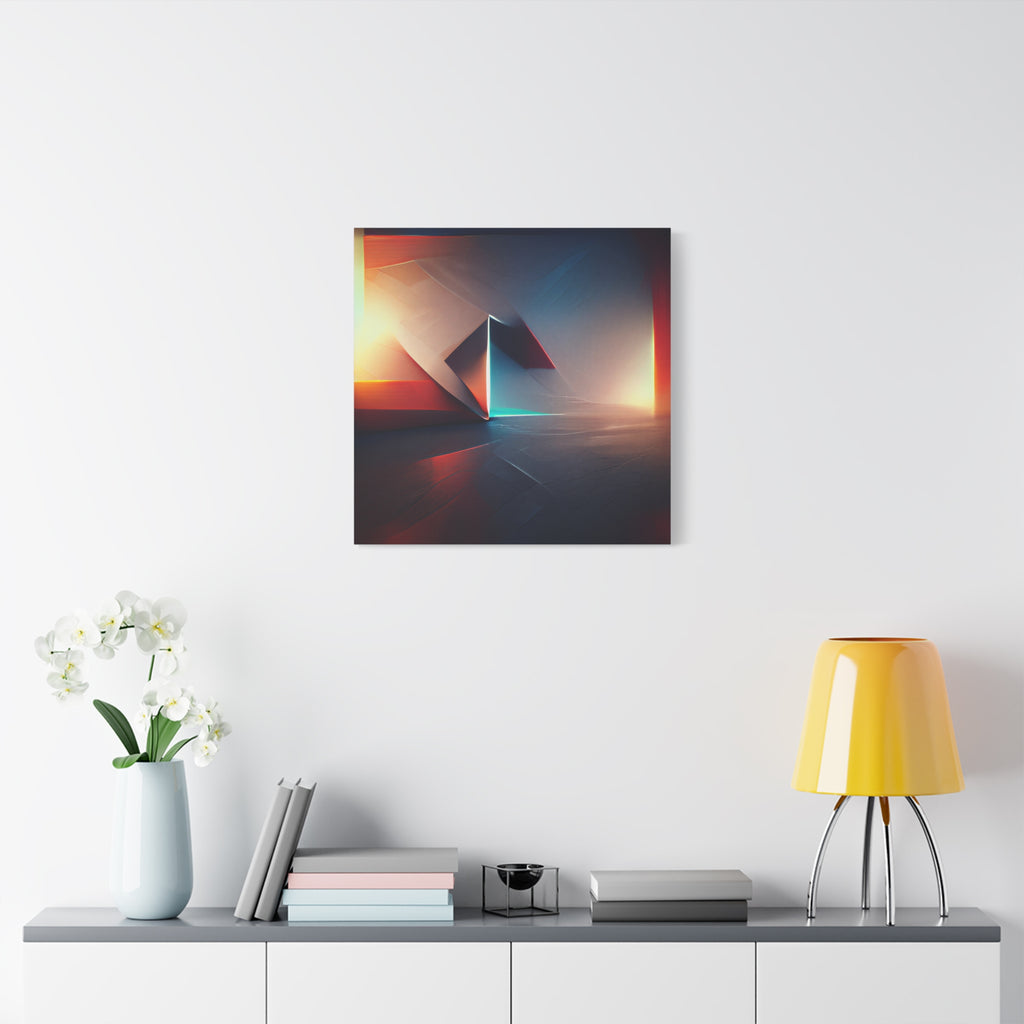 Threshold of Light — Luminous Geometric Abstract in Crimson, Indigo & Gold
