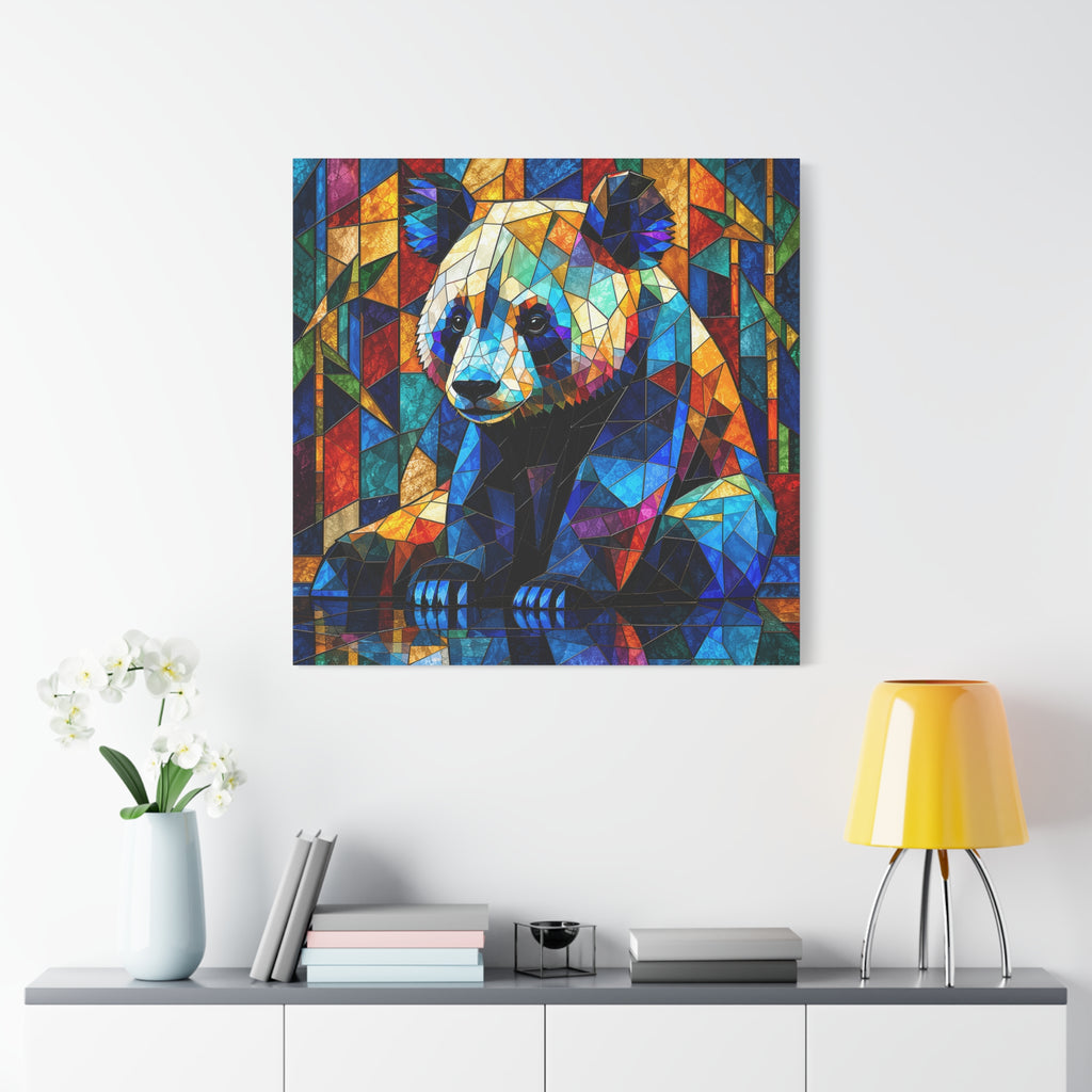 Prismatic Panda — Stained Glass Geometric Animal Wall Art
