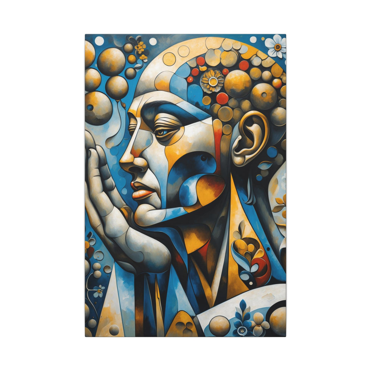 Prayer in Color – Geometric Praying Figure Canvas Print