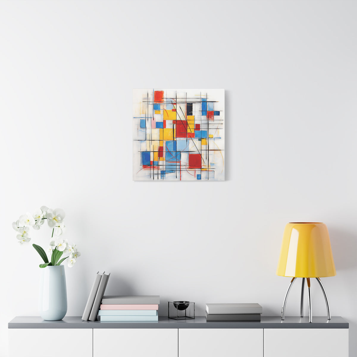 Controlled Chaos — Modern Geometric Abstract in Red, Blue, Yellow & Black