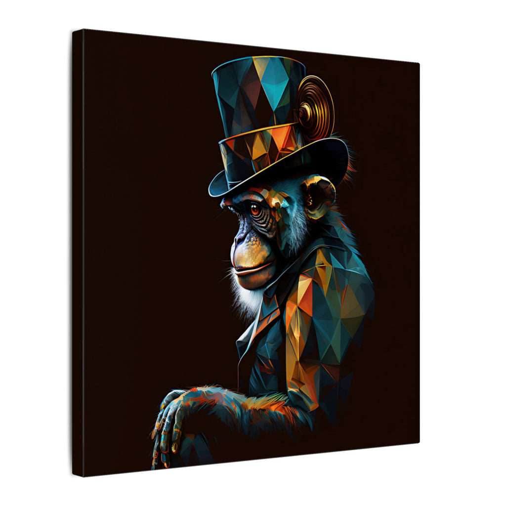 The Unusual Gentleman – Geometric Chimp Portrait Canvas Print