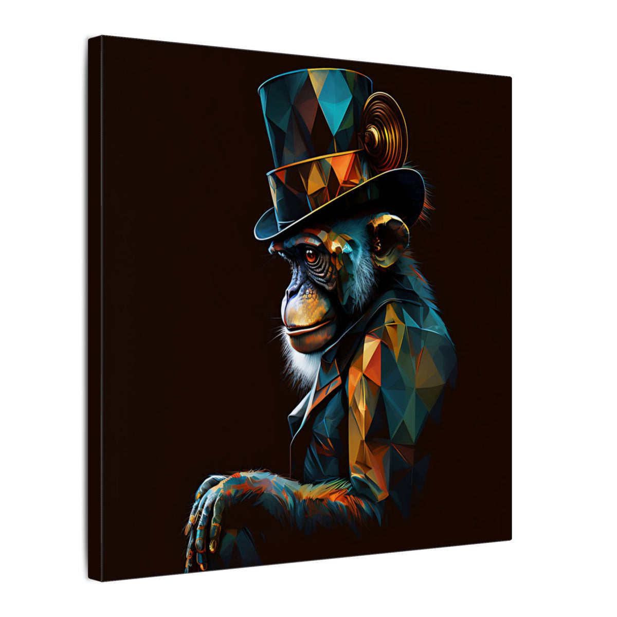 The Unusual Gentleman – Geometric Chimp Portrait Canvas Print