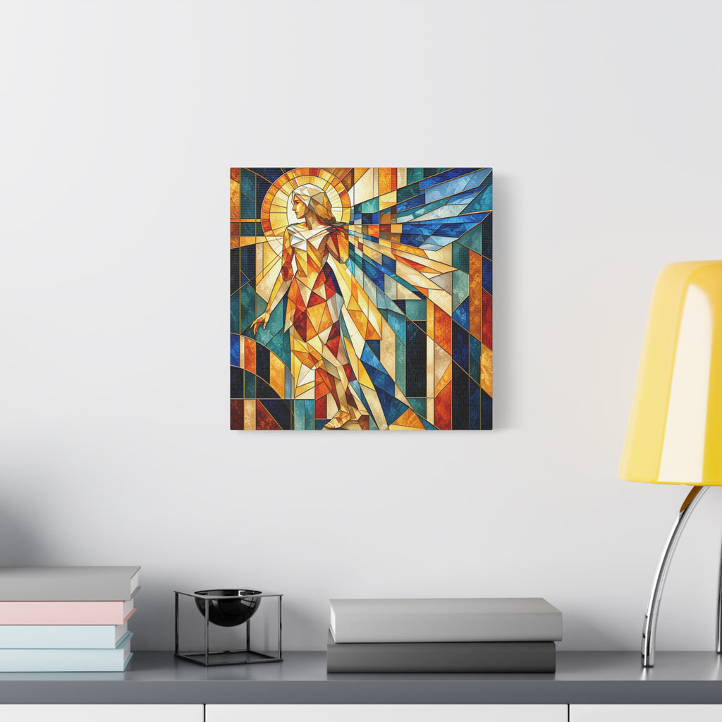 Messenger of Light — Geometric Stained Glass Angel Fine Art Print