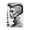 Contour of Silence – Monochrome Futurist Portrait Canvas Print