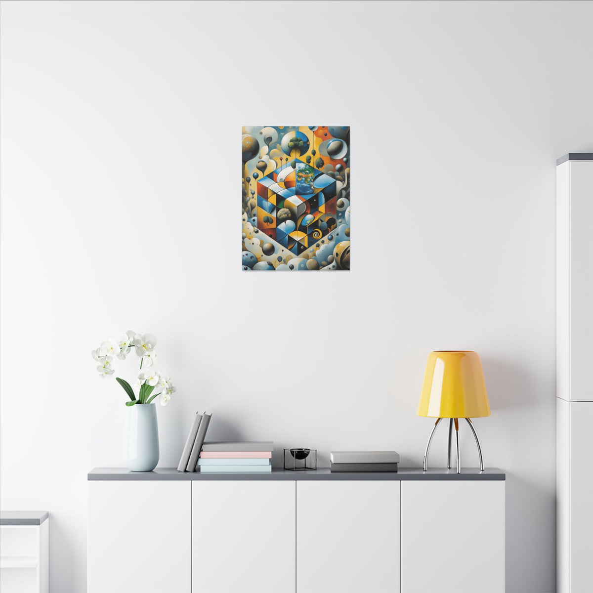 World Within Worlds – Surreal Geometric Earth Canvas Print