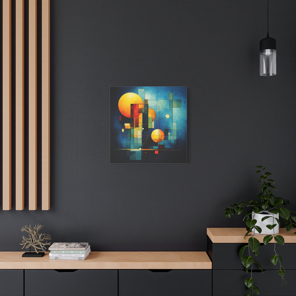 Solar Blueprint – Geometric Abstract Sun Canvas Print