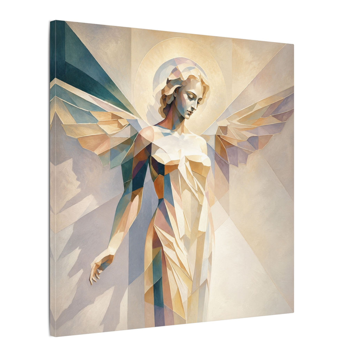 Radiant Stillness – Geometric Angel Canvas Print