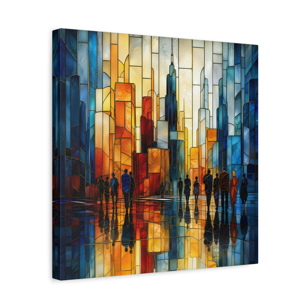 City of Light — Modern Stained Glass Skyline Wall Art