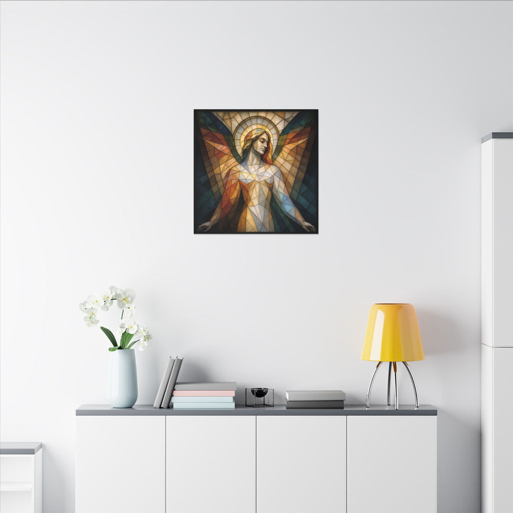 Grace in Light – Geometric Stained Glass Angel Canvas Print