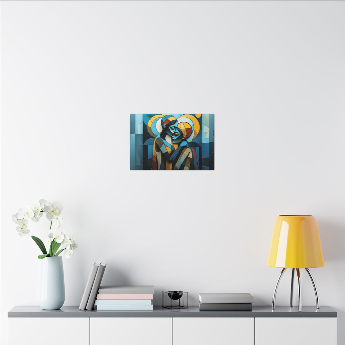Where We Meet – Geometric Couple Embrace Canvas Print