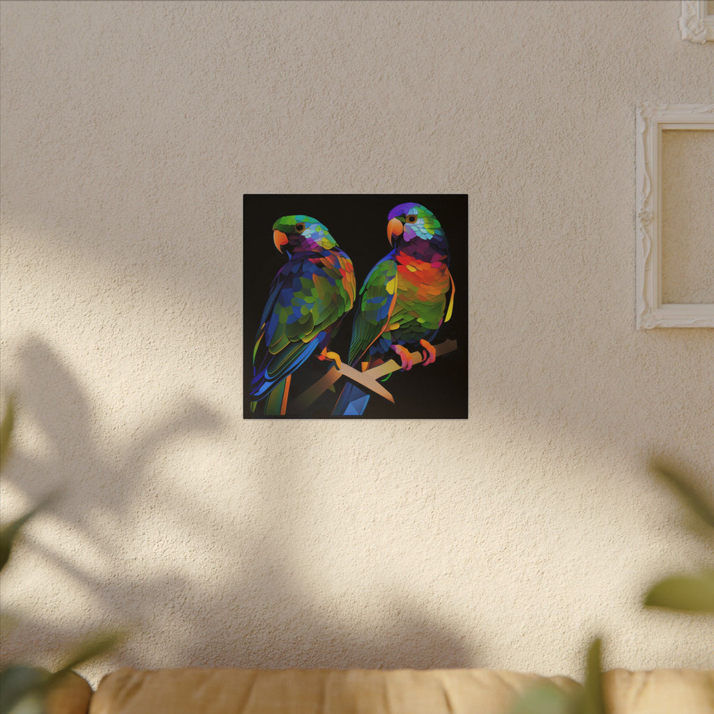 Electric Pair – Colorful Geometric Parrot Canvas Print
