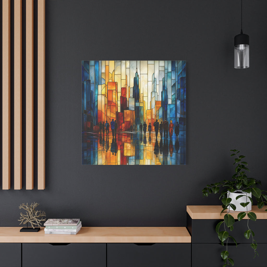 City of Light — Modern Stained Glass Skyline Wall Art