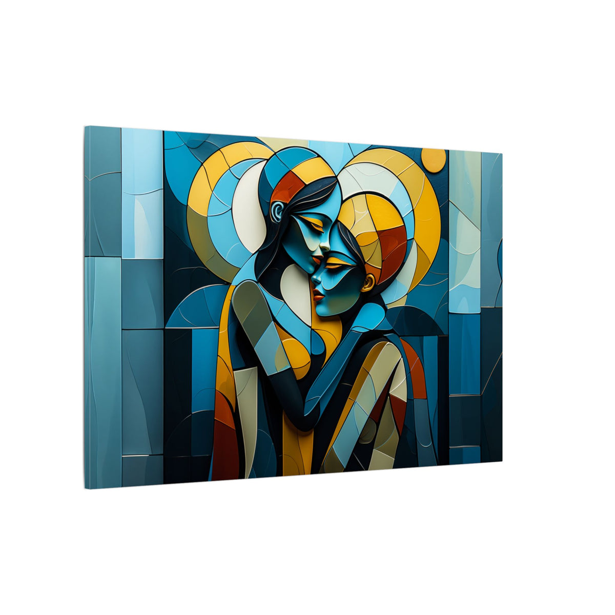 Where We Meet – Geometric Couple Embrace Canvas Print