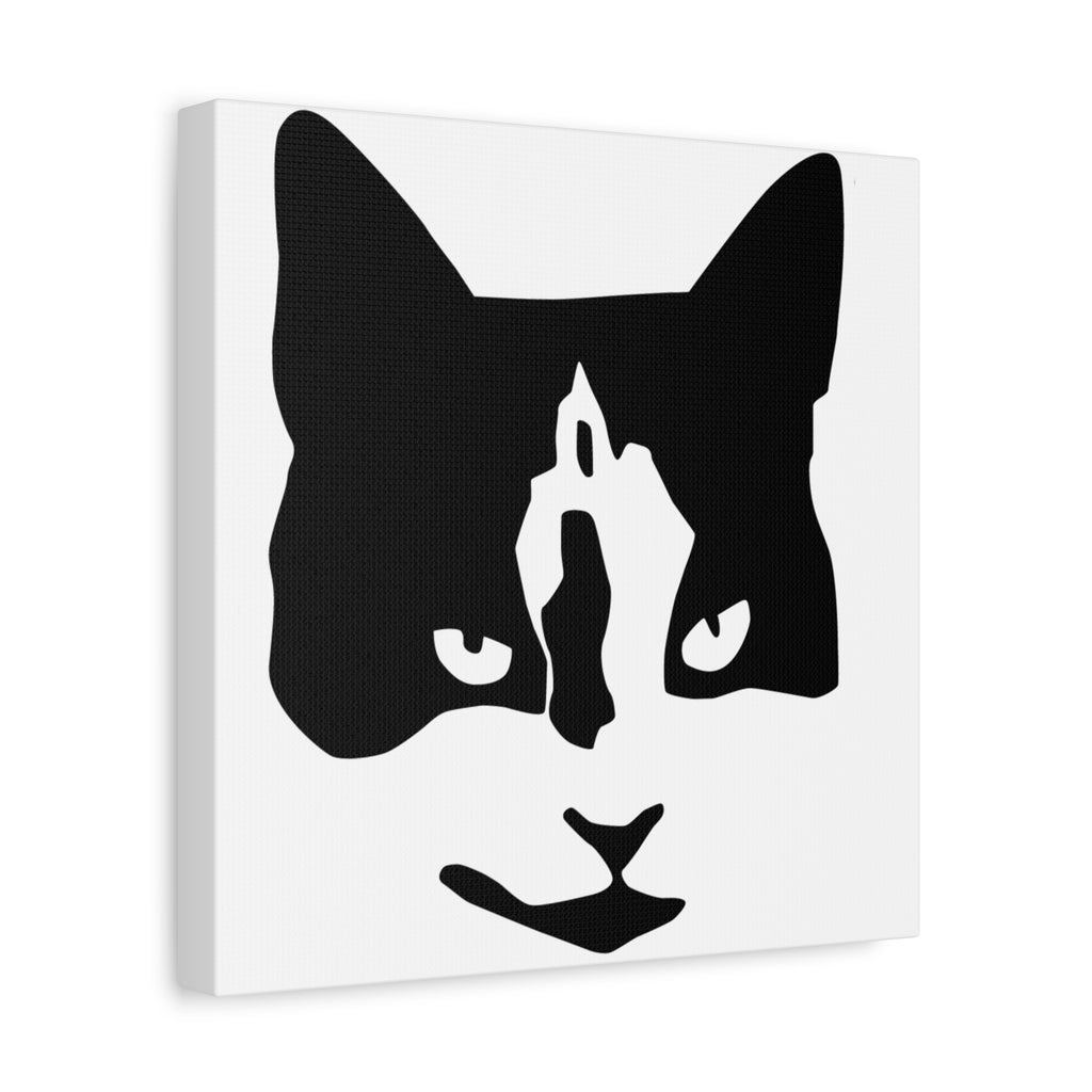 Black Mask – Minimal Black and White Abstract Cat Face Canvas Print