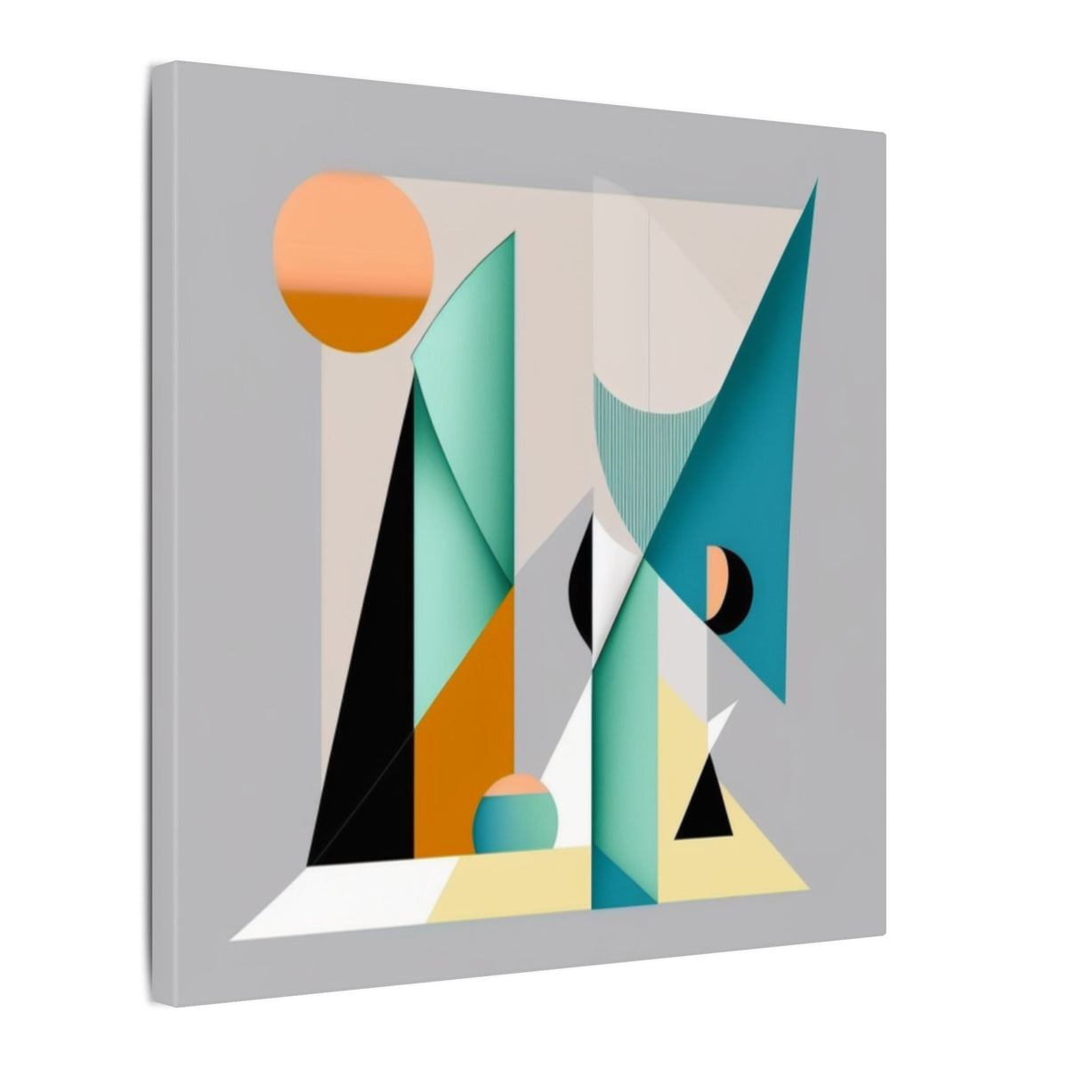 Geometry at Dusk – Teal Orange Geometric Abstract Canvas Print