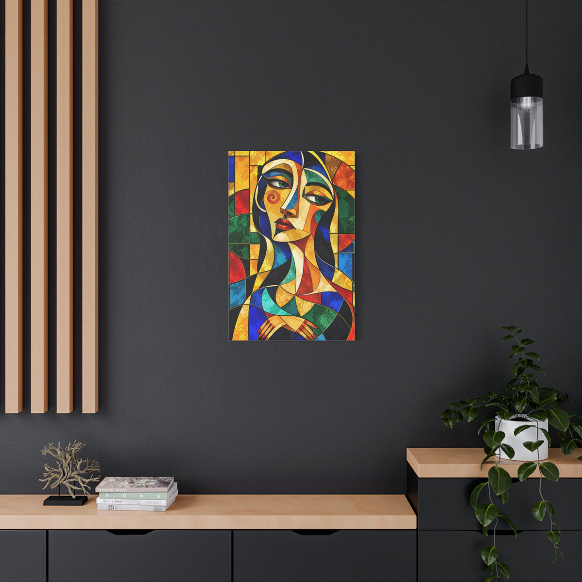 The Geometry of Her — Cubist Stained Glass Portrait Fine Art Print