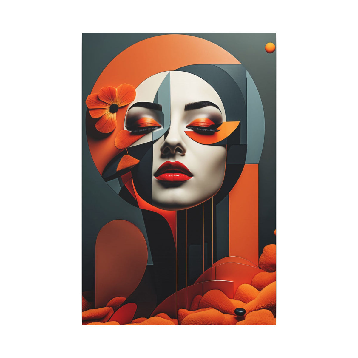 Ember Bloom – Geometric Floral Female Portrait Canvas Print