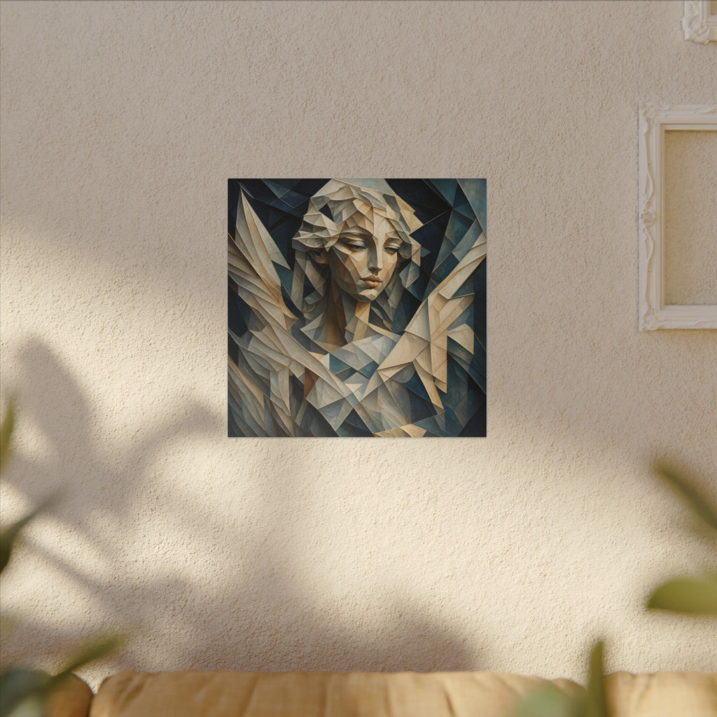 Quiet Messenger – Faceted Cubist Angel Canvas Print