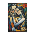 Close Enough to Hear – Modern Geometric Couple Portrait Canvas Print