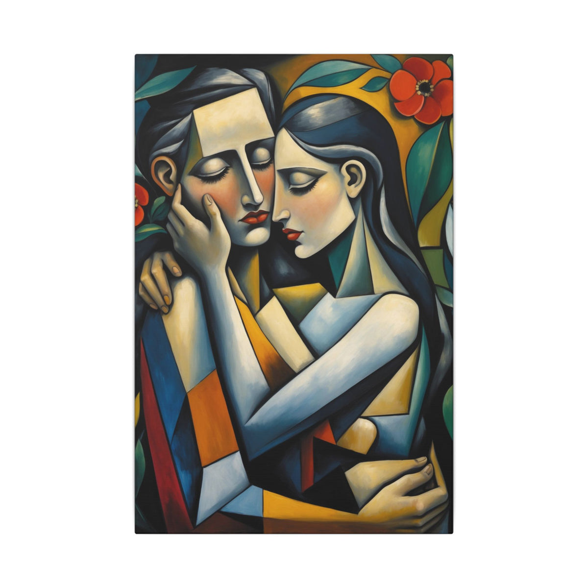 Close Enough to Hear – Modern Geometric Couple Portrait Canvas Print