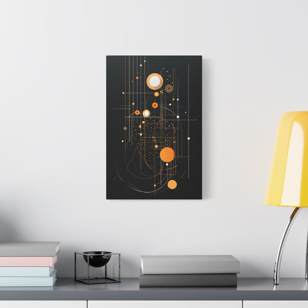 Orbital Blueprint No. 1— Modern Orange and Gold Wall Art