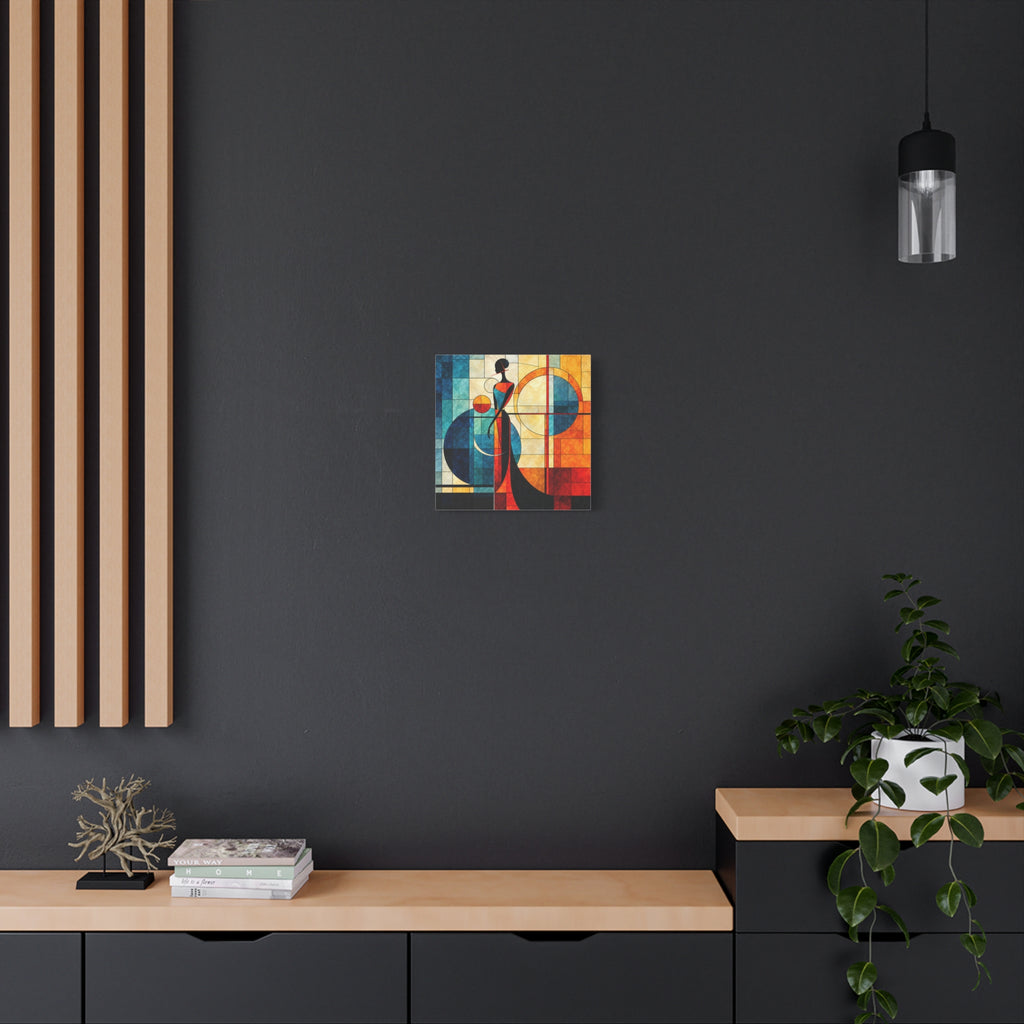 Solar Silhouette — Art Deco Stained Glass Woman Canvas