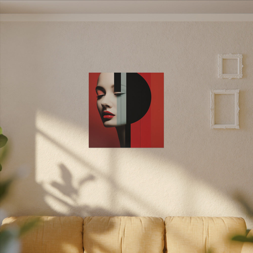 Red Eclipse – Modern Geometric Fashion Portrait Canvas Print