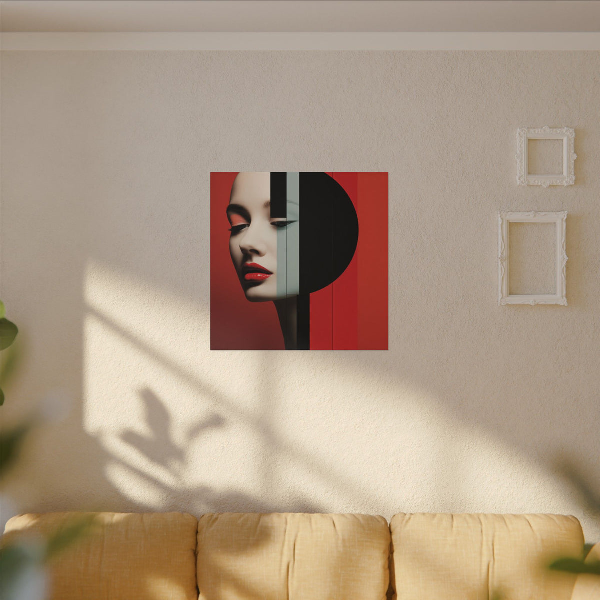 Red Eclipse – Modern Geometric Fashion Portrait Canvas Print